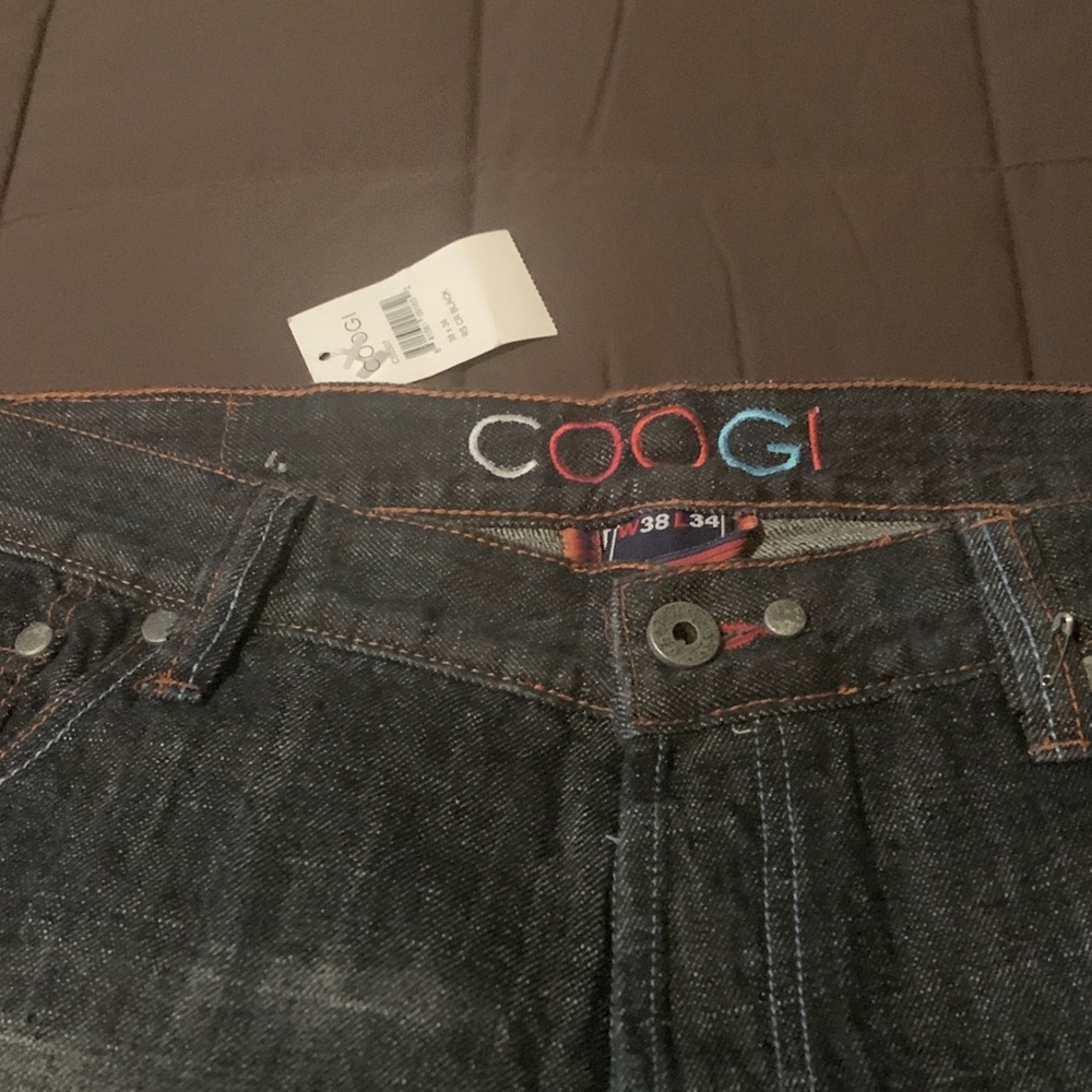 COOGI Men's Denim Jeans with Multicolor Logo